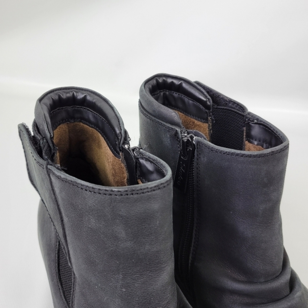Skechers Leather Parallel Fastened Wedge Cooling Memory Foam Boots Sz 9 - Picture 4 of 11